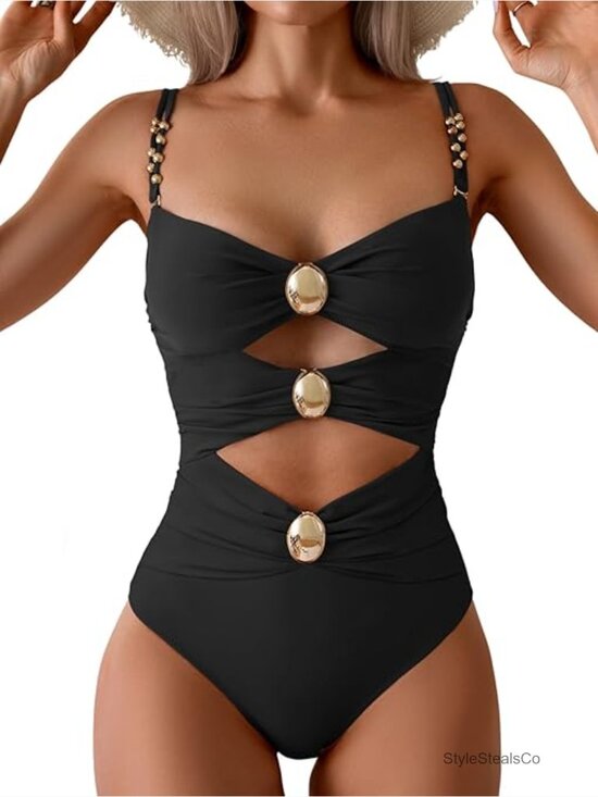 Other - Tummy Control Ruched Monokini Cutout One Piece Swimsuit Bathing Suit